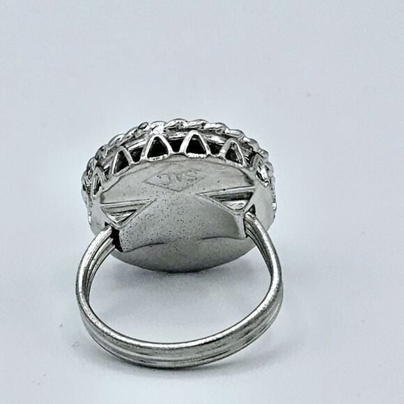 SAC Crystal Gem Ring Vintage Adjustable Gallery Elegant Estate Jewelry Size 7 - Picture 9 of 10